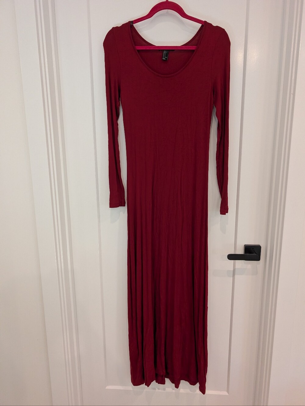 Forever 21 Deep Burgundy Long Sleeve Maxi Dress, Small